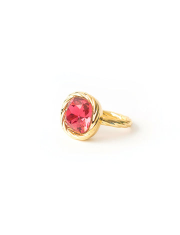 Pink Braided Stone Gold Ring by Short & Suite